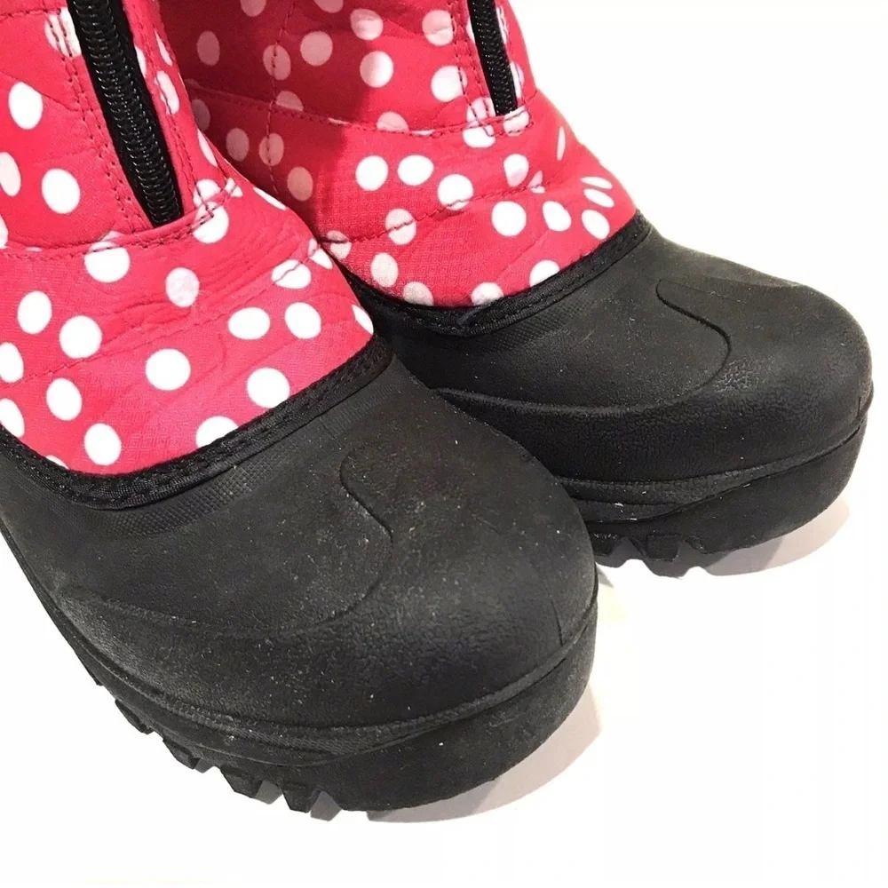 Itasca Snow Boots Big Girls Size 3 Black Pink Polka Dots Winter Insulated